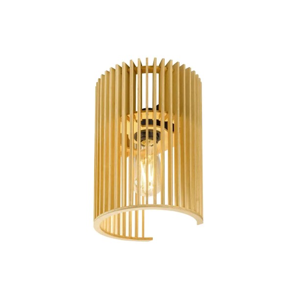 SLV 1010401 Wud WL, Holz Wandlampe mit Lamellen Halbrund, E27, in braun/natur