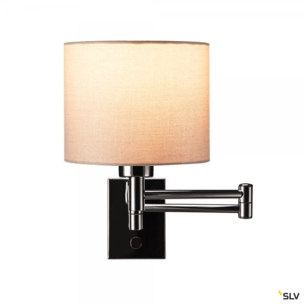 SLV 1001449 + 1001454 Fenda, Wandleuchte, mit Schalter, chrom/beige, E27, max.40W
