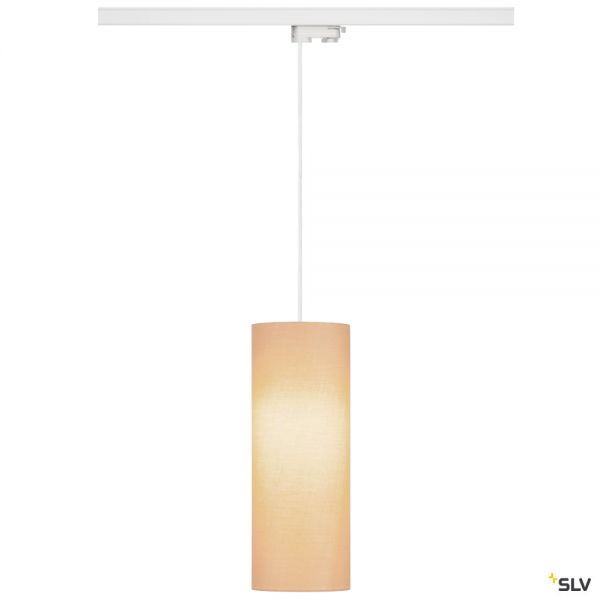 SLV 1001542 + 132661 + 156143 Fenda, 3 Phasen, Pendelleuchte, weiß/beige, Ø15cm, E27, max.60W