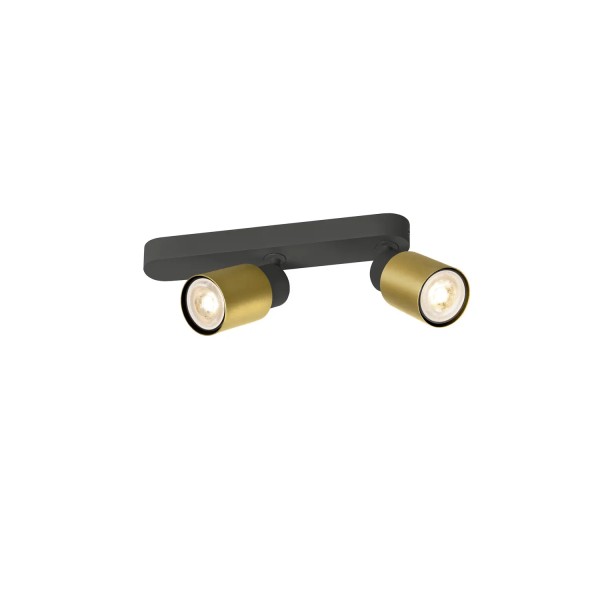 SLV 1008309 Puri 2.0 Tube, Strahler 2-flammig, asymmetrisch, GU10, in schwarz/gold