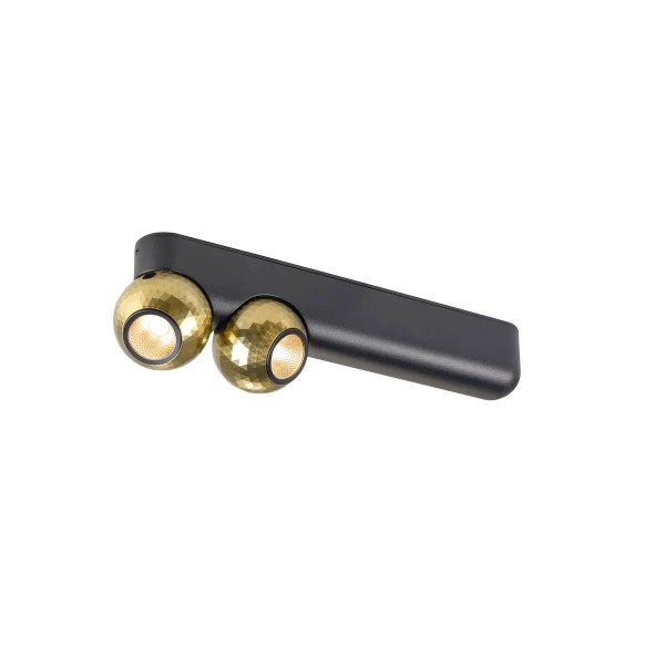 SLV 1010306 Dysko, LED Wand & Deckenstrahler 2-flammig Rund, DIM, 13W, 27K, in schwarz/gold