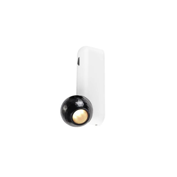 SLV 1010313 Dysko, LED-Wandstrahler Rund mit Schalter, DIM, 6.7W, 27K, in weiß/schwarz