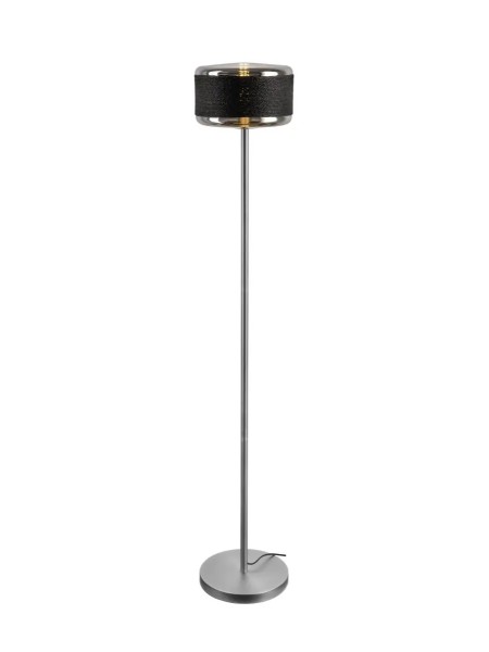 SLV 1010207 Pantilo Rope 27, Designer Glas Stehlampe mit Hanfseil, E27, in silber/anthrazit