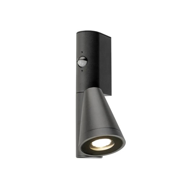 SLV 1008010 T-Tube, drehbare Außenwandleuchte mit Sensor, IP44, GU10, in schwarz