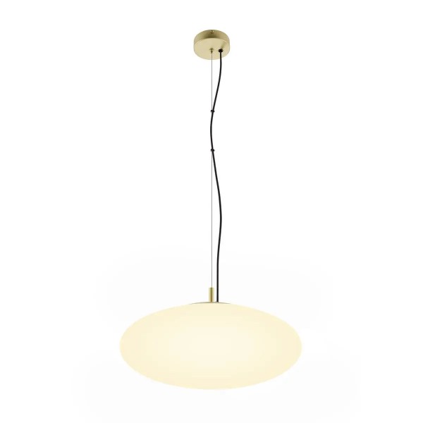 SLV 1010416 Olypso 50, Hängeleuchte Opalglas Oval 50cm, E27, in schwarz/gold
